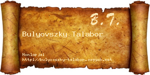 Bulyovszky Talabor névjegykártya